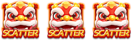 三个狮头 Scatter 符号示意